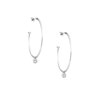 Sterling Silver CZ Dangle Hoop Earring | Style: 413063566933