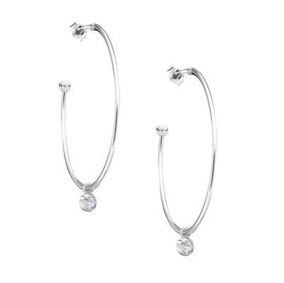 Sterling Silver CZ Dangle Hoop Earring | Style: 413063568957