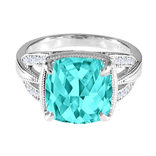 Sterling Silver Aqua CZ Ring | Style: 413074117652