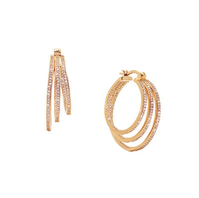Diamondess 3 row Pave, Rosegold Earrings | Style: 444061826851