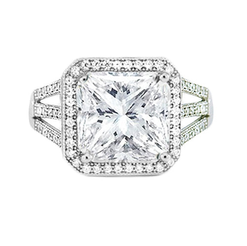 Diamondess Square Cut CZ Ring w/Micro Pave Accents | Style: 433070016020