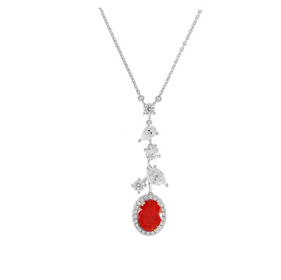 Diamondess Ruby CZ Drop Necklace | Style: 444023310169