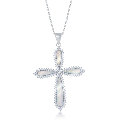 Sterling White Opal Cross Necklace | Style: 446022907239