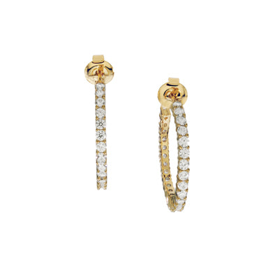 Pave Hoop Earrings, Goldtone | 425091731693