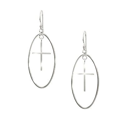 Sterling Silver Floating Cross Earring | Style: 413062244242