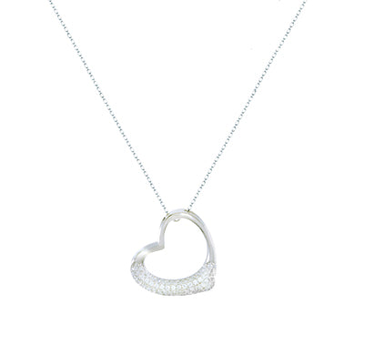 Sterling Silver Heart w/Pave Necklace | Style: 413022908155