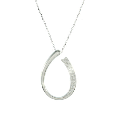 Sterling Silver Open Oval w/Pave Necklace | Style: 413022825477