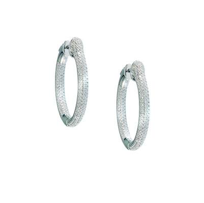 Diamondess Rounded Edge Pave Hoop Earrings, 1" | Style: 444063029598