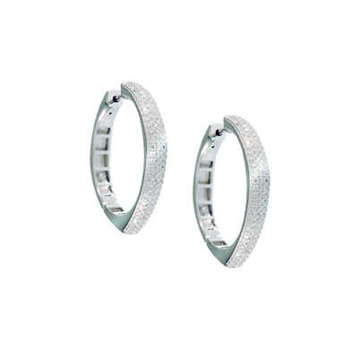 Diamondess Rounded Edge Pave Hoop Earrings, 1" | Style: 444063032628