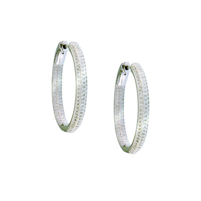 Diamondess Rounded Edge Pave Hoop Earrings, 1 1/4" | Style: 444063028581