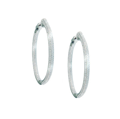 Diamondess Rounded Edge Pave Hoop Earrings, 1 3/4" | Style: 444063034642