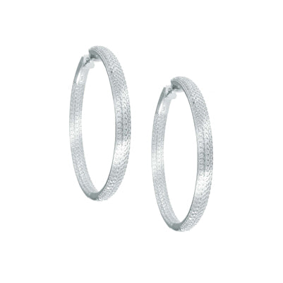 Diamondess Rounded Edge Pave Hoop Earrings, 1 3/4" | Style: 444063037673