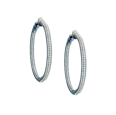 Diamondess Rounded Edge Pave Hoop Earrings, 1 3/4" | Style: 444063035659