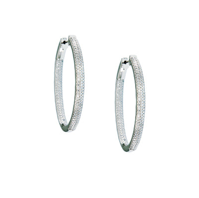 Diamondess Rounded Edge Pave Hoop Earrings, 1 1/2" | Style: 444063031611