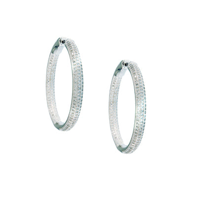 Diamondess Rounded Edge Pave Hoop Earrings, 1 3/8" | Style: 444063026567