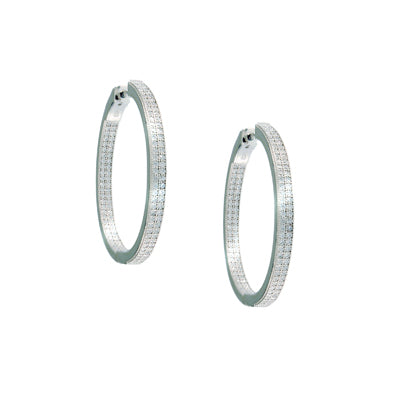 Diamondess Flat Edge Pave Hoop Earrings, 1 3/8" | Style: 444063025550