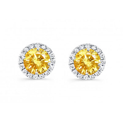 Diamondess Halo Canary Stud Earrings | Style: 444061990389